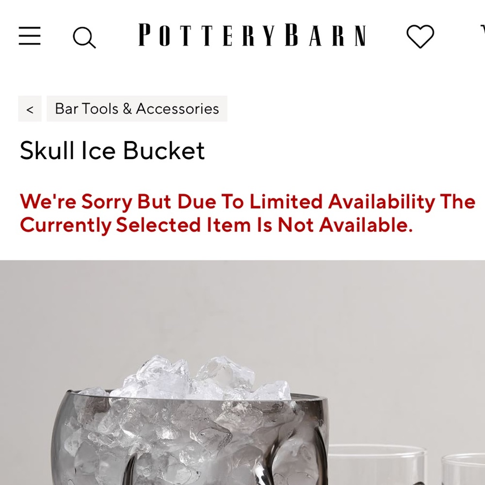 Pottery Barn Blown Soda Lime Glass Ombré Effect Large Skull Ice Bucket 💀 - Picture 16 of 16